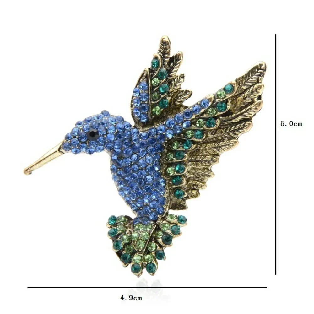 Blue Rhinestone Hummingbird Brooch - Picture 5 of 6